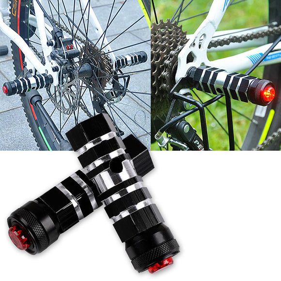 BIKIGHT Aluminum Alloy Bike Bicycle Foot Pegs Rest With Safety Warning Light Cycling Rear Pedals