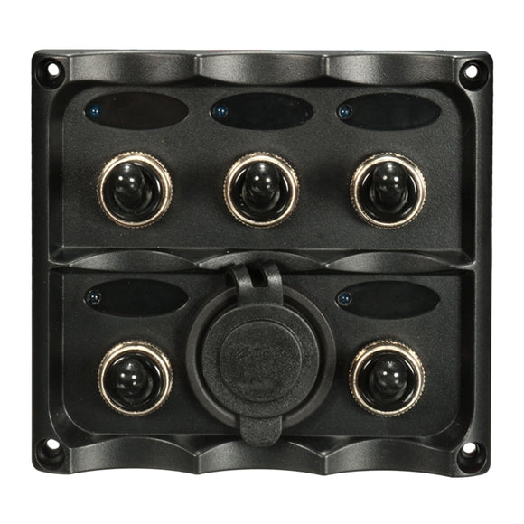 5 Gang LED Toggle Switch Panel & Dual USB Socket Waterproof For Caravan Boat Marine