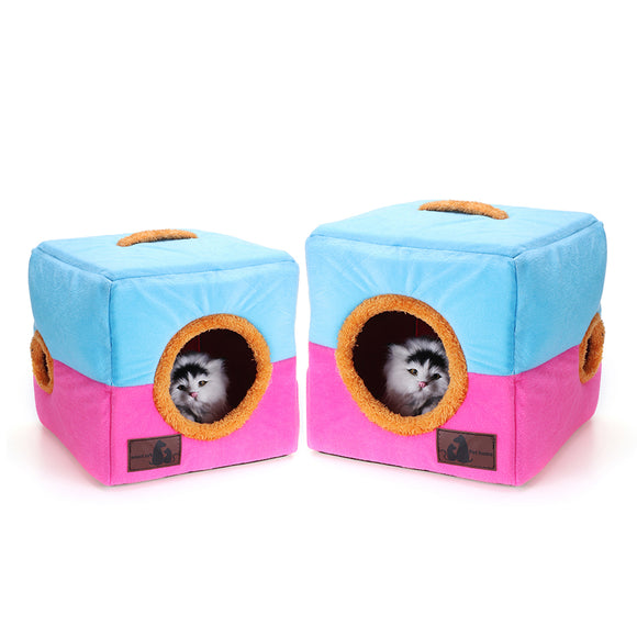 Soft Cosy Igloo Cave Warm Pet Bed Dog / Puppy / Cat / Kitten Cube House Pet Bed