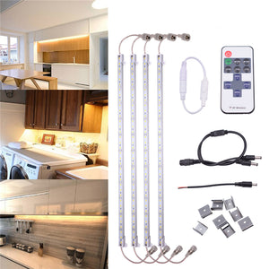 4 X 50CM 5630SMD Waterproof 36 LED Rigid Strip Light Cabinet Lamp + Remote Control DC12V