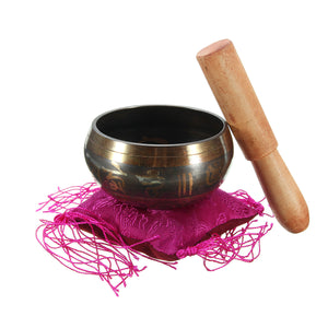80mm Tibetan Singing Yoga Bowl Meditation Spiritual Healing Mat Stick Kit