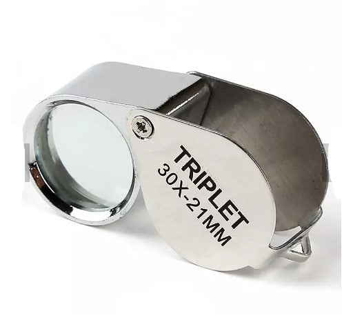Metal Material Optical Glass Lens 30x Diameter 21mm Compact Magnifying Glass Jewel Loupe