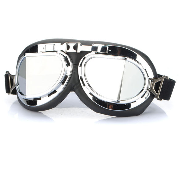 Universal Motorcycle Scooter Goggle Silver Lens