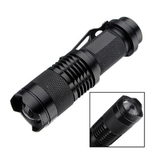 Q5 300LM Mini Zoomable LED Flashlight Black(1*AA/1*14500)
