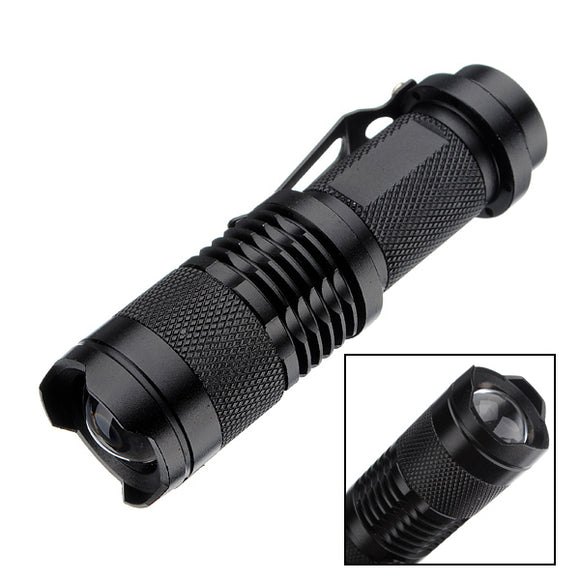 Q5 300LM Mini Zoomable LED Flashlight Black(1*AA/1*14500)