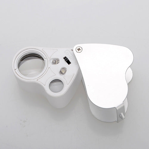 2 in 1 30x22mm 60x12mm Glass Magnifier LED Lens Loupe