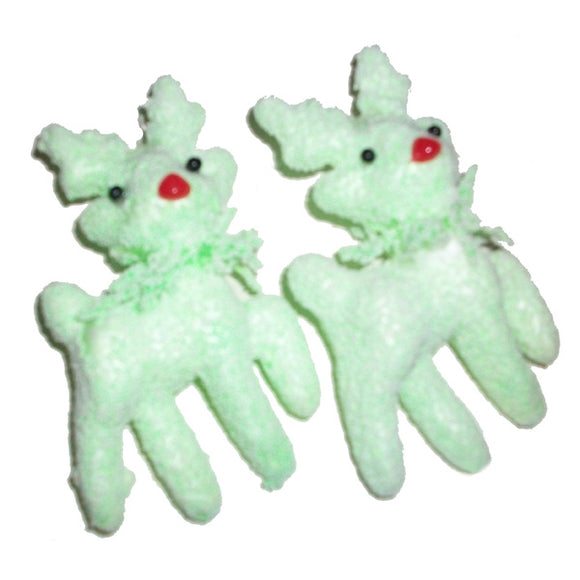 2 x Cute Green Deers For Christmas Ornament Decoration