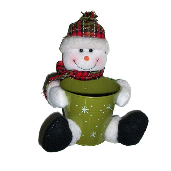 Snowman With A Green Tub Christmas Xmas Gift Decoration