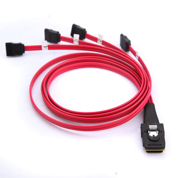 Mini SAS 4i SFF-8087 36-Pin to 4 SATA 7-Pin HDD Hard Drive Splitter Cable 10Gbps 50cm