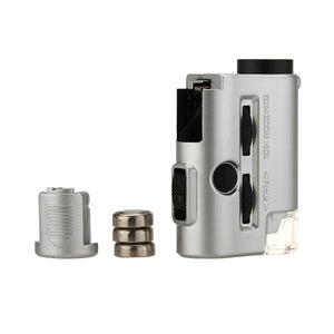 Mini 30-60X Pocket Microscope Loupe LED UV Light Magnifier