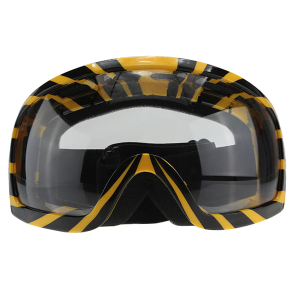 Motorcycle Goggles Glasses Yellow Stripe Transparent Lens