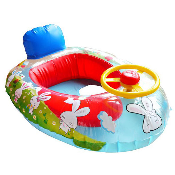 Wheel Horn Kids Swim Ring Seat Float Baby Boat Inflatable Swimming Trainer Pool