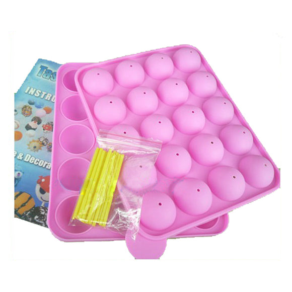 2-Piece Set 20 Holes Cake Pop Non-Stick Silicone Baking Mold DIY Baking Tool Ice Mold