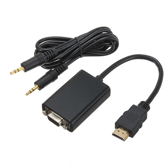 High Definition Multimedia Interface Male to VGA Female Converter with 2.5mm Audio Jack