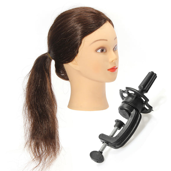 80 Percent Human Hair Hairdressing Training Head Practice Model With Clamp Real Long Hair 18 inch