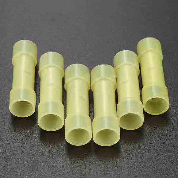 100pcs Yellow Nylon Insulated Butt Connectors Electrical Wire Terminals 22-10AWG