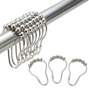 KCASA KC-CH313 12 Pcs Rustproof Stainless Steel Curtain Rings Hooks Bathroom Shower Curtain Ring