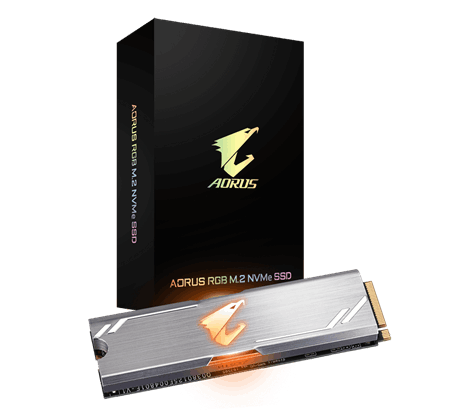 Gigabyte GP-ASM2NE2256GTTDR 256Gb Gen3x4 Aorus RGB series with cooling heatsink+RGB led - nGff/M.2 3D TLC SSD with NVMe 1.3 PCIe (Gen3.0) x4 mode