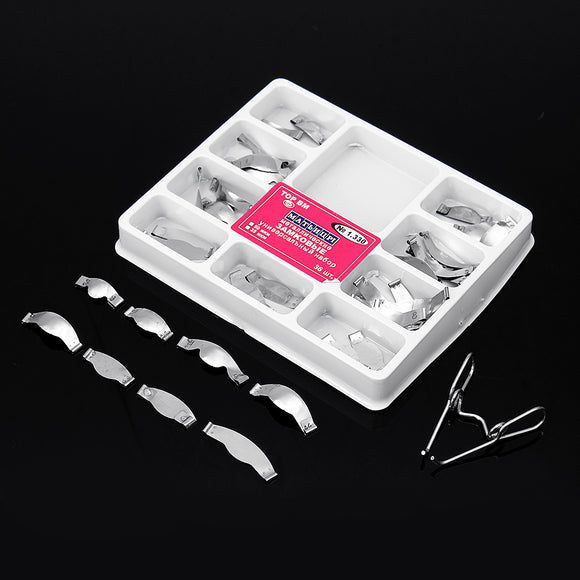36Pcs/Pack Dental Saddle Contoured Metal Matrices No.1.330 With Spring Clips Tools Set