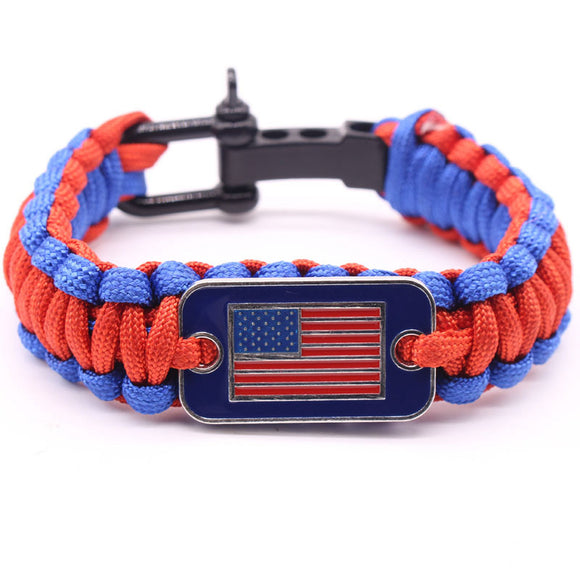 Unisex Clothing Accessories Durable Simple Style Hand Knitting Parachute Cord American Flag Bracelet