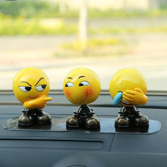 Creative Shaking Head Emoji Car Dashboard Decoration Ornament Car Home Office Dolls