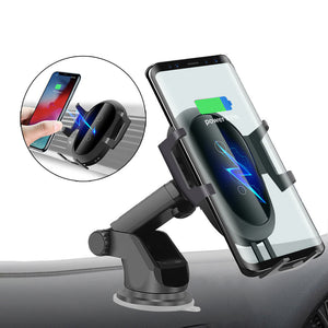 10W Qi Wireless Charger Fast Charging Gravity Linkage Automatic Lock Air Vent Dashboard Car Phone Holder For 4.0-6.5 Inch Smart Phone