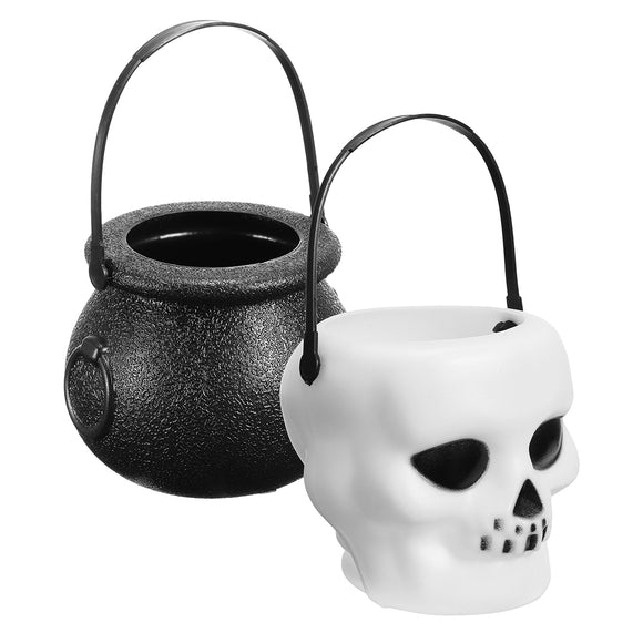 10pcs Halloween Cauldron Witch Skull Multi Purposed Candy Holder Planter Pot Party Decorations