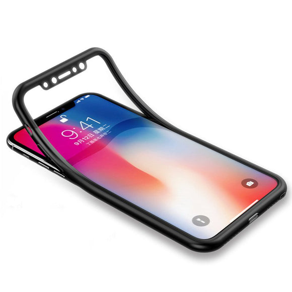 Bakeey 360 Full Body Front & Back Silicone Protective Case With Tempered Glass Film For iPhone X