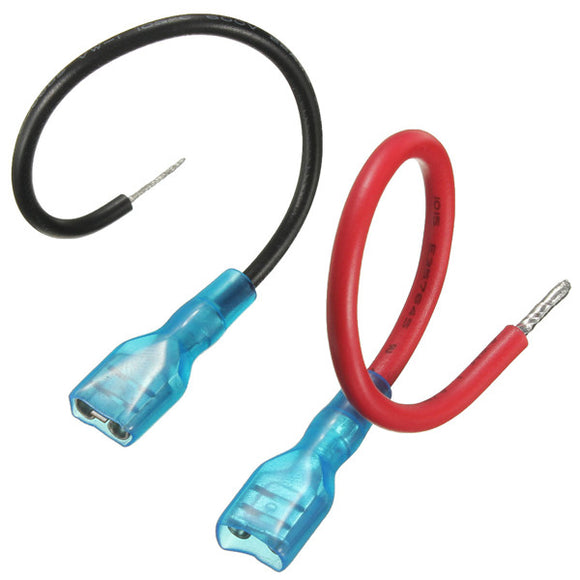 2pcs 16/22AWG Fully Insulated 6.35mm Female Spade Connector 14cm