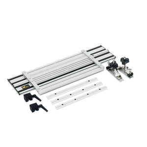 Drillpro Track Stop + Clamp + Slide Block + Rail + Circular Saw Bottom Plate for Woodworking