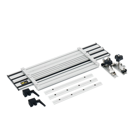 Drillpro Track Stop + Clamp + Slide Block + Rail + Circular Saw Bottom Plate for Woodworking