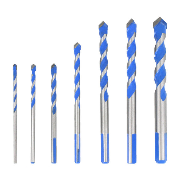 Drillpro 10Pcs 3/4/5/6/8/10/12mm Multi-functional Glass Drill Bit Tungsten Carbide Tip Triangle Drill Bits for Ceramic Tile Concrete Brick Metal Stainless Steel Wood