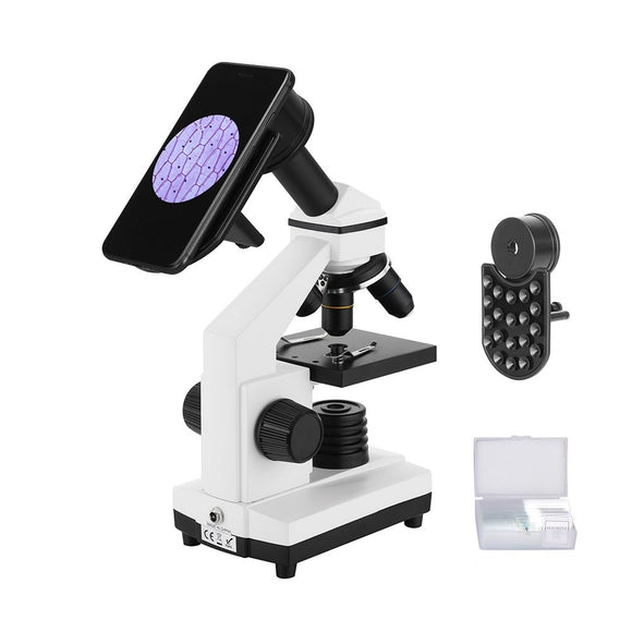 AOMEKIE Biological Microscope 64X-640X with Phone Holder Up/Down LED Illumination HD for Slides Watching Science Education Gift