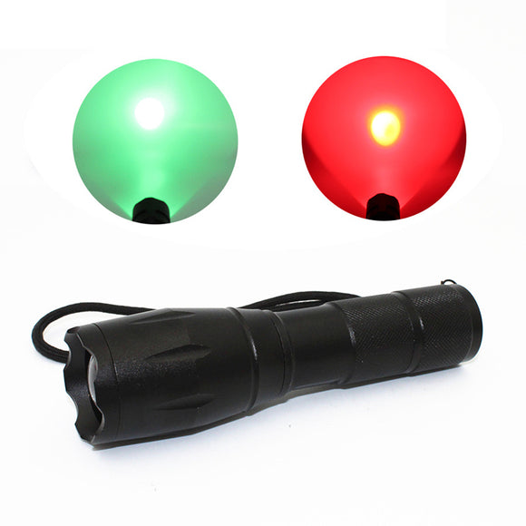 XANES A100Q5 Red Light / R5 Green Light 1200LM Zoomable Long-range Outdoor Sports Hunting Flashlight