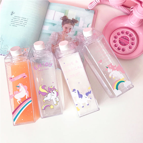 500ml Fantastic Summer Unicorn Cartoon Milk Drink Box Water Bottle Birthday Kid