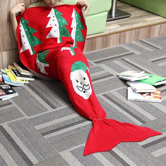 180x90cm Christmas Gift Yarn Knitting Mermaid Tail Blanket Air Conditioning Warm Bed Mat