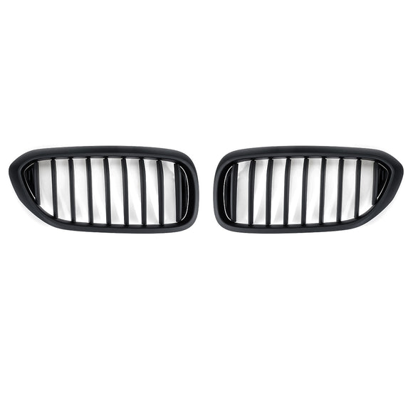 Pair Matte Black Front Kidney Grill Grille For BMW 5 Series G30 G31 G38 M5 2017-2018