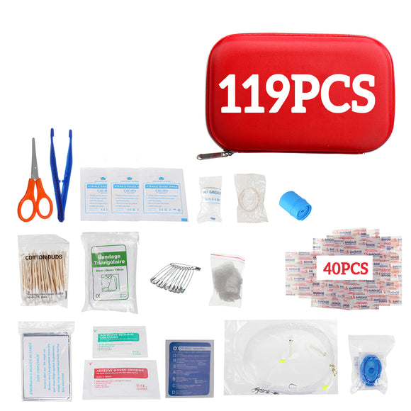 119 Pieces Outdoor Camping Mountaineering First Aid Kit Home Medical Kit Emergency Kit