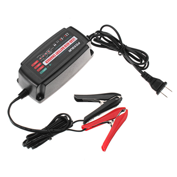 12V 5A 4-Stage Smart Battery Charger Lead Acid SLA AGM GEL For Motorcycle Boat Car