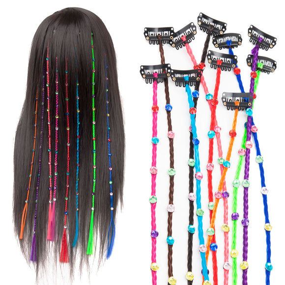 55cm Colourful Diamond Synthetic Fiber Hair Braid Extensions Halloween