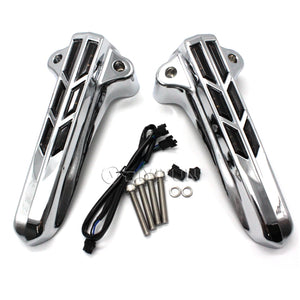 Motorcycle Lens Red Light Lower Front Fork Leg Covers For Harley Touring FLHT FLHX FLHR 2014-up