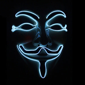 Halloween V-Vendetta Mask LED Luminous Flashing Face Mask Party Masks Light Up Dance Halloween Cospl