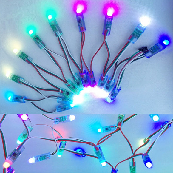 50pcs DC 5V WS2811 RGB Full Color 12mm Pixels Digital Addressable LED String Light IP68