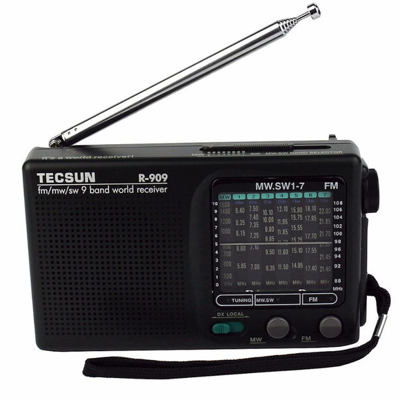 Tecsun R-909 FM AM SW Full-time Semiconductor Multiband Stereo Radio Receiver