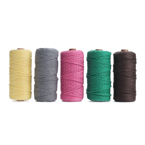 5 Colors 3mm 100m Cotton Twisted Cord Rope Macrame String DIY Braided Wire Craft Natural Color
