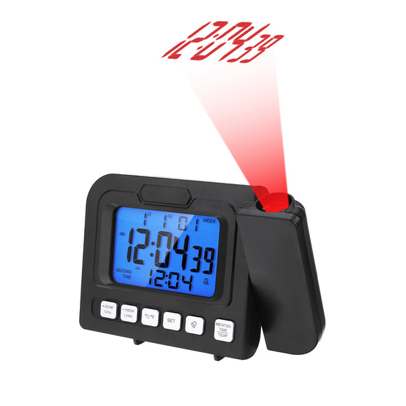 Projection Digital LCD Snooze Alarm Clock LED Projector Display Temperature