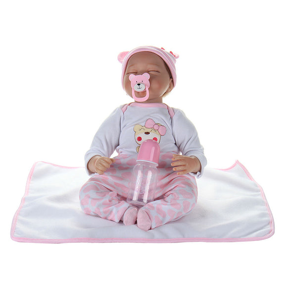 NPK 22'' Handmade Lifelike Sleeping Baby Doll Silicone Vinyl Reborn Newborn Toddler Doll