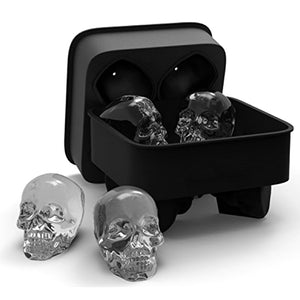 KCASA 3D Skull Flexible Silicone Ice Cube Mold Tray Easy Release Realistic Skull Ice Cube Maker