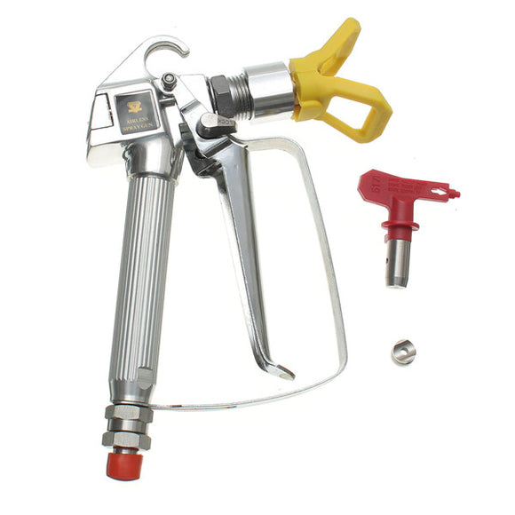 3600PSI High Pressure Yellow Airless Paint Spray Gun With Red Spray Tip
