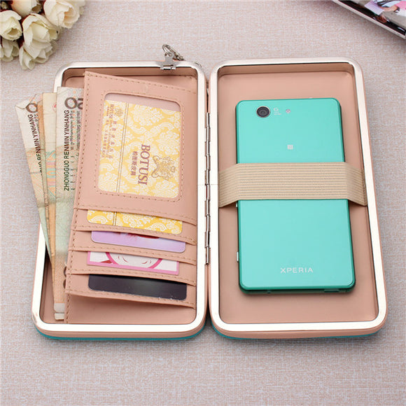 Women High Heels Phone Wallets Case Long Purse 5.5 Inch Phone Bags For Iphone Xiaomi Huawei